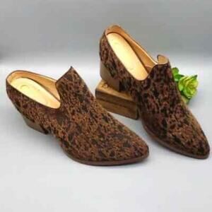Comfort Cheetah Print Chunky Heel Open Back Shoes Size 7